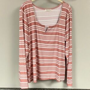 9/1   Full circle striped shirt 2x long sleeve scoop neck